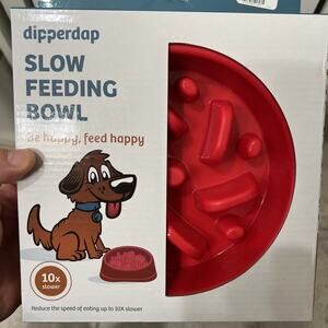Dipperdap Pets Dogs Slow Feeding Bowl 8" x 1.81" Holds up to 2 cups Red